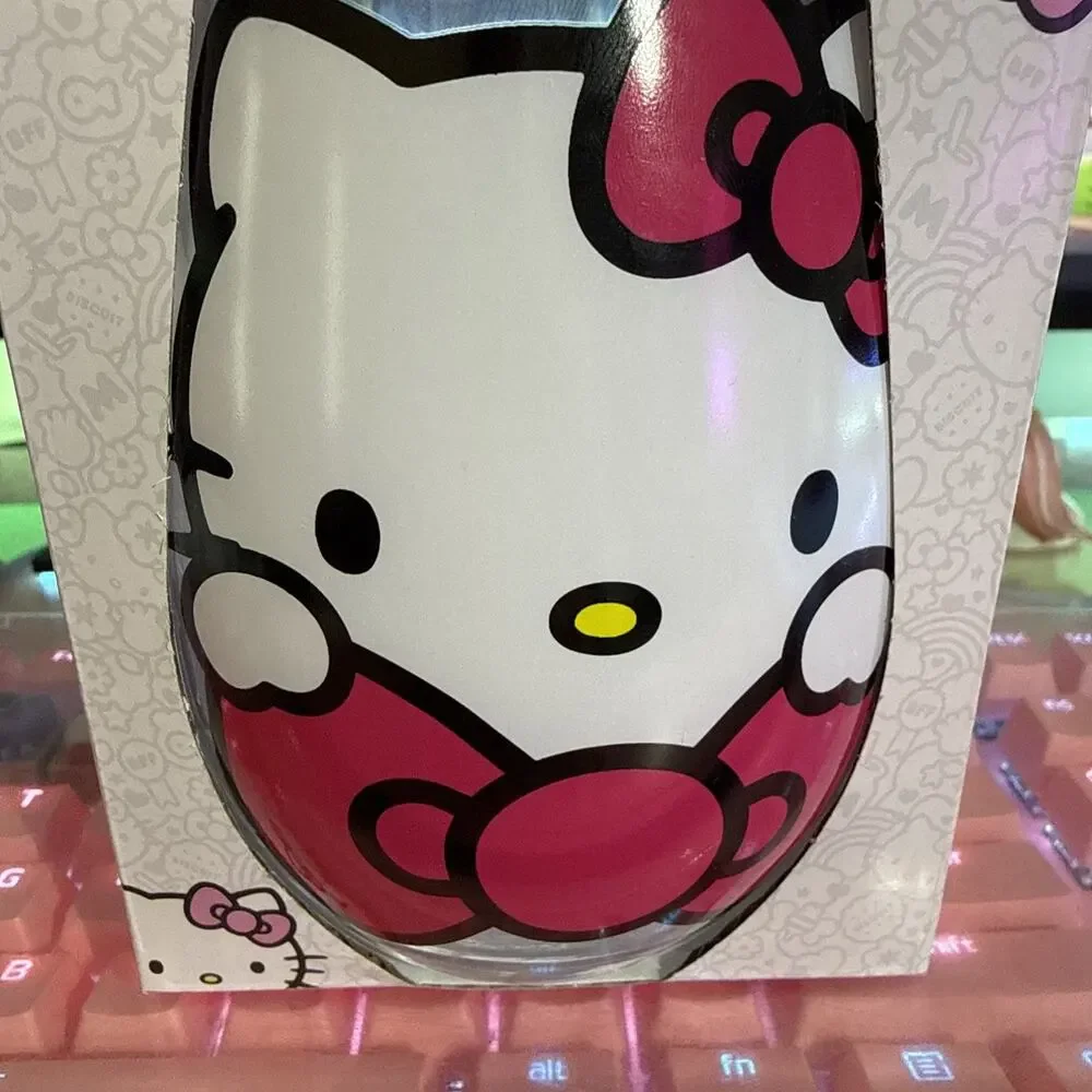 Hello Kitty Stemless Glass 20oz Clear Cup 2023 Pink Bow Sanrio Tear Drop